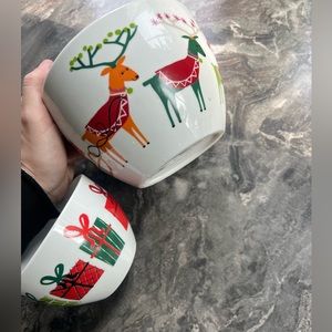 Crate and Barrel Reindeer Holiday Bowls